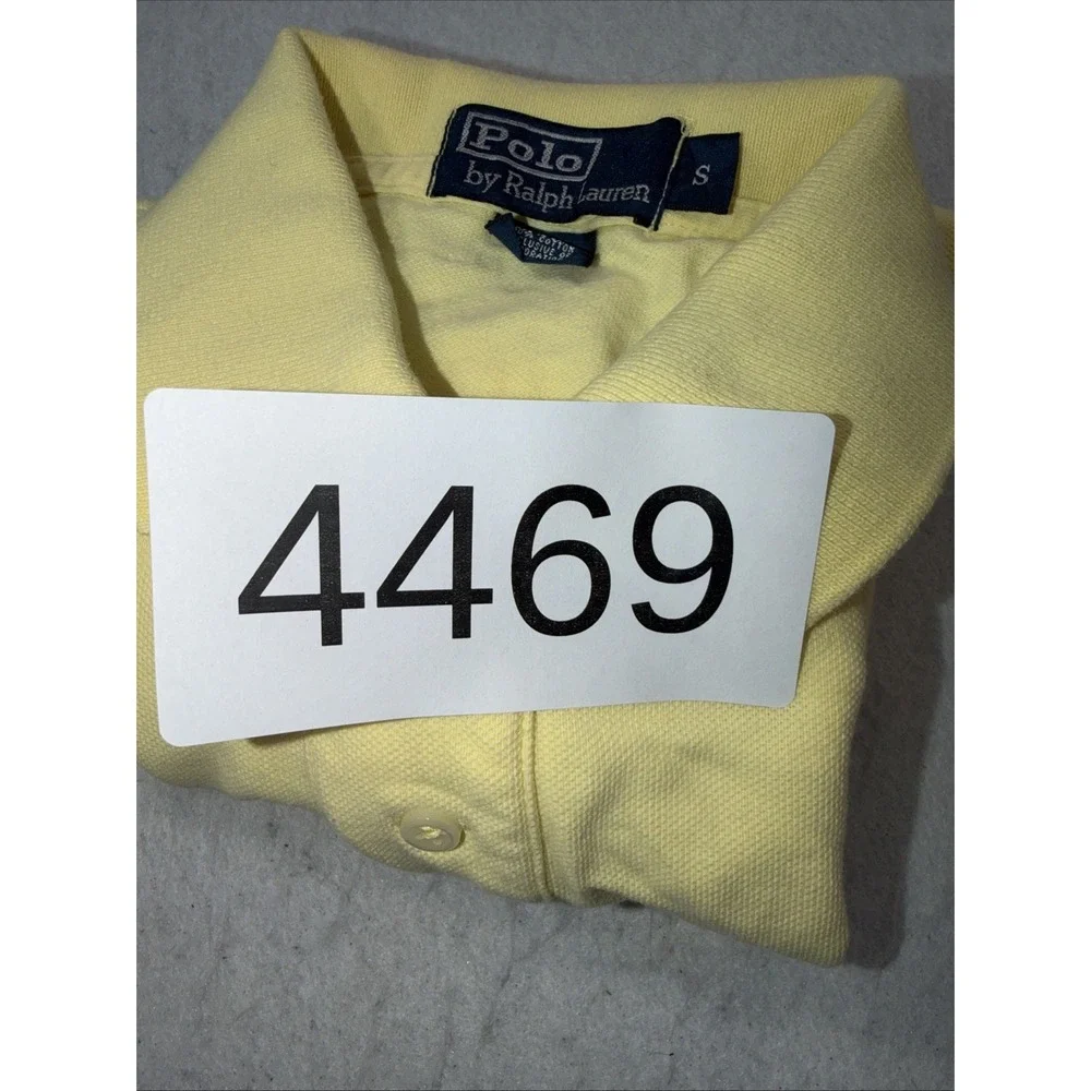 Ralph Lauren Polo Shirt Mens Small Yellow, Navy Blue Pony Casual Short Sleeve